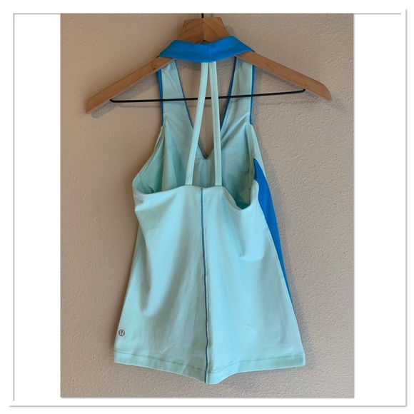 Lululemon Open Soul Athletic Halter Tank Top Built In Shelf Bra Blue Size 4 - Picture 3 of 7